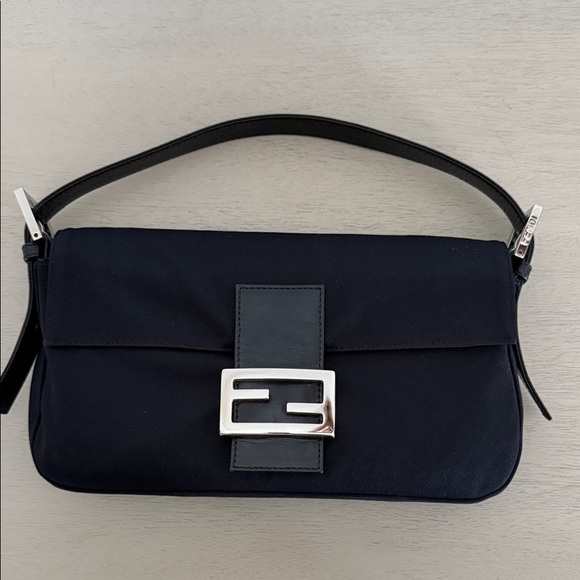 Fendi Handbags - Fendi Satin Black Baguette
